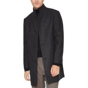 Club Monaco Men Loukas Herringbone Funnel Neck Wool Coat Medium NWOT